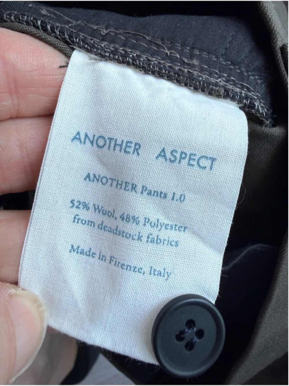 Another Aspect 1.0 Mens Pleated Wool Trousers Grey Green Tapered Sz 46 Italy